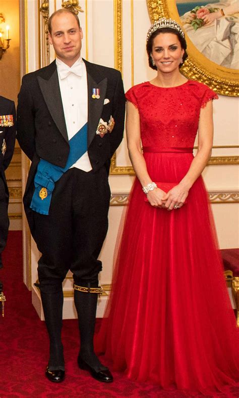 Kate Middleton Dazzles In Festive Red Gown And Princess Dianas Tiara