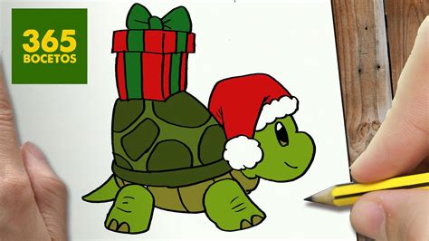Como Dibujar Un Tortuga Para Navidad Paso A Paso Dibujos Kawaii