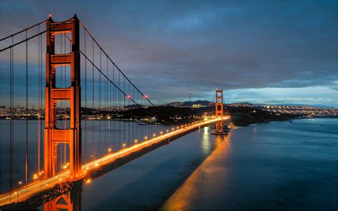 4k Wallpaper Blue Bridge Light Dark Golden Gate Bridge Wallpaper