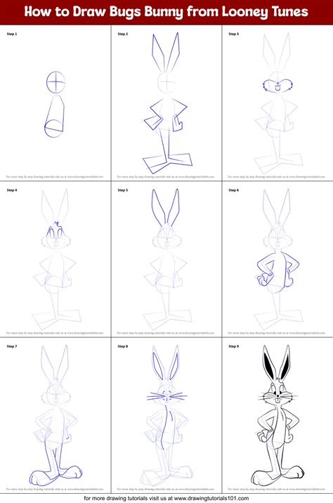 Learn How To Draw Bugs Bunny From Looney Tunes Looney Tunes Step By
