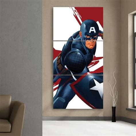 captain america 3d realistic print 3pcs canvas vertical marvel homedecor wallart superhero