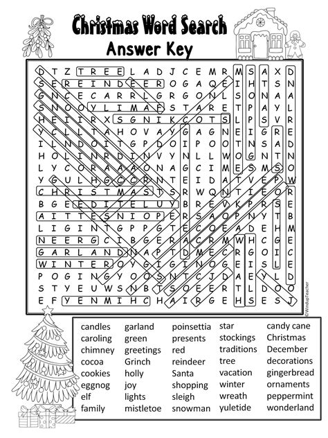 Christmas Word Search Answers Key Word Search Printable