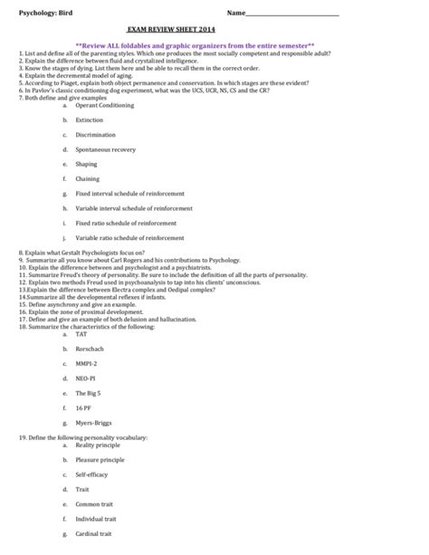20142015 Exam Review Sheet