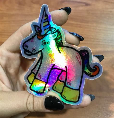 Unicorn Holographic Sticker Procreate Drawing Indie Etsy