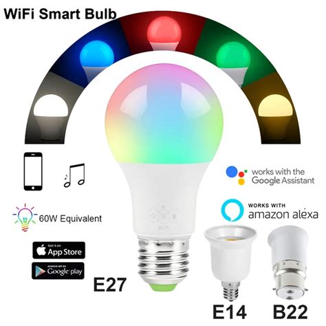 Wifi Smart Light Bulb 45w65w10w E27 E14 B22 Dimmable Multicolor