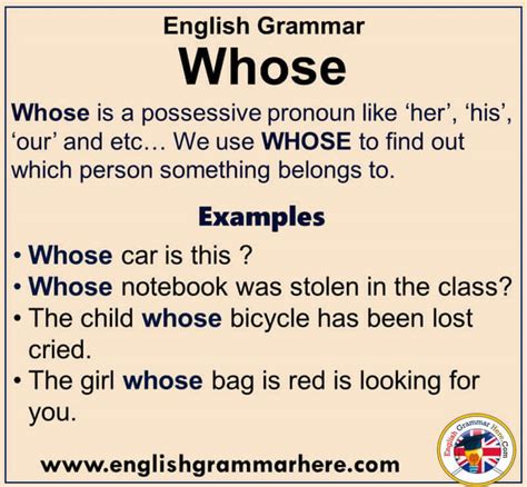 English Grammar Using Whose Definiton And Example Sentences English Grammar Here