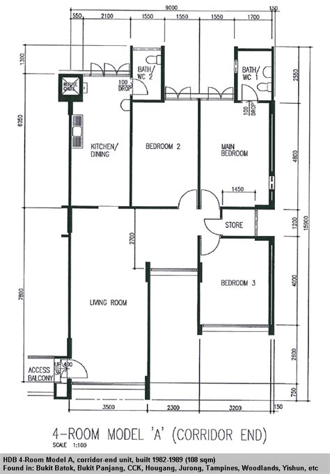 Hdb 4 Room Model A Flat 105 Sqm Floor Plans Utility Rooms Ang Mo Kio