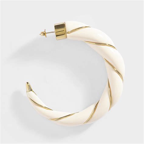 Aurelie Bidermann Diana Hoop Earrings In White Lyst