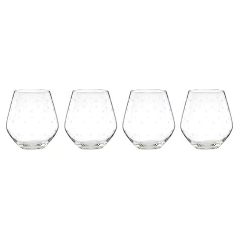 Kate Spade New York Larabee Etched Stemless Wine Glasses Set Of 4