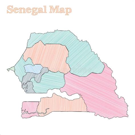 Senegal Hand Drawn Map Stock Vector Illustration Of Atlas 133854441