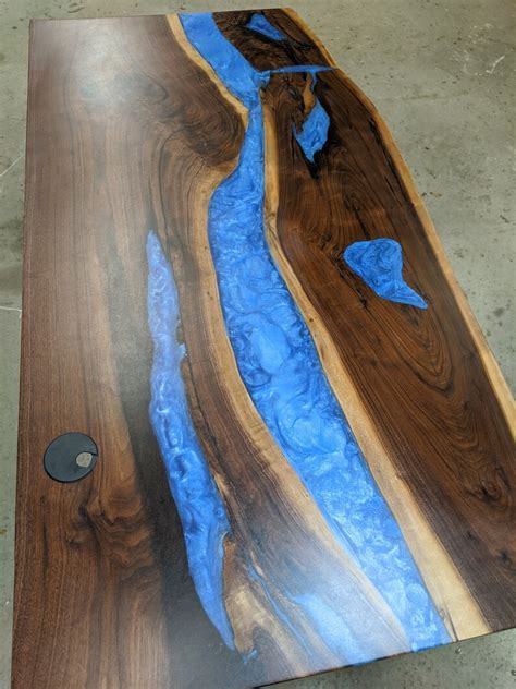 Computer Desk River Table Walnut Wood Resin River Desktop Etsy