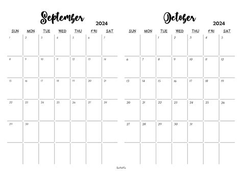 September October 2024 Calendar Templates Spootviral