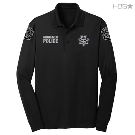 Modesto Police Officer Black Long Sleeve Polo Hdg Tactical