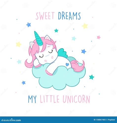 Sweet Dreams My Little Unicorn Stock Illustration Illustration Of