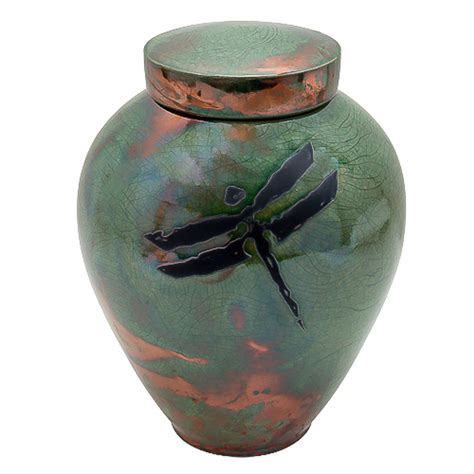 Dragonfly Raku Ceramic Cremation Urn For Ashes