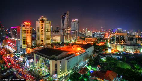 Downtown Bangkok City Lights at Pantip Plaza Aerial View