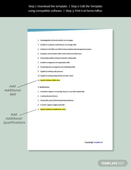 Financial advisers are also responsible for coming up with financial strategies as well as the promotion of different products and services. Certified Financial Planner Job Description Template ...