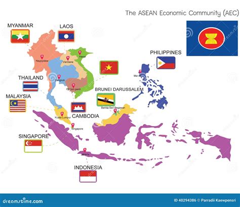 ASEAN mapa ilustracji Ilustracja złożonej z mapa lokacja 40294386