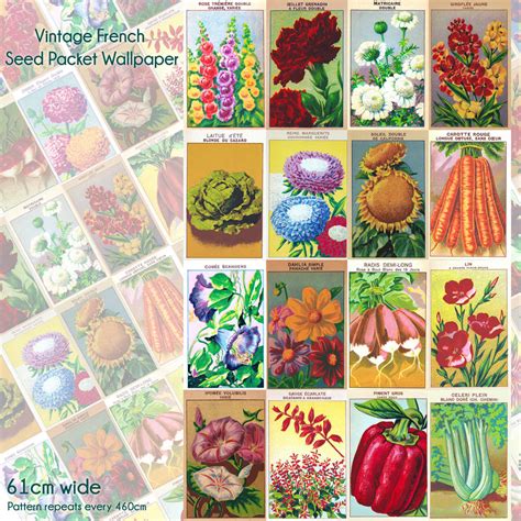 Vintage French Seed Packet Wallpaper By Oakdene Designs