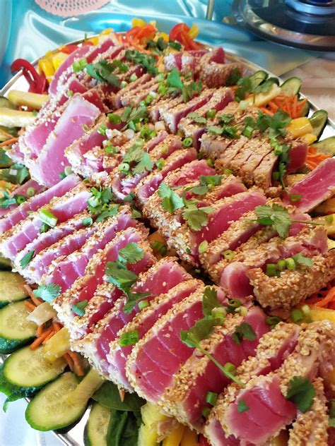 Fresh Seared Ahi Salad With Ginger Wasabi Dressing Catering Los Angeles