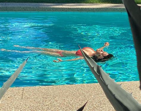 Salma Hayek Shared An Instagram Photo Of Her Rocking A Deep Red Bathing