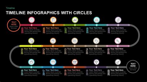 Timeline Infographics With Circles Powerpoint Template And Keynote Template