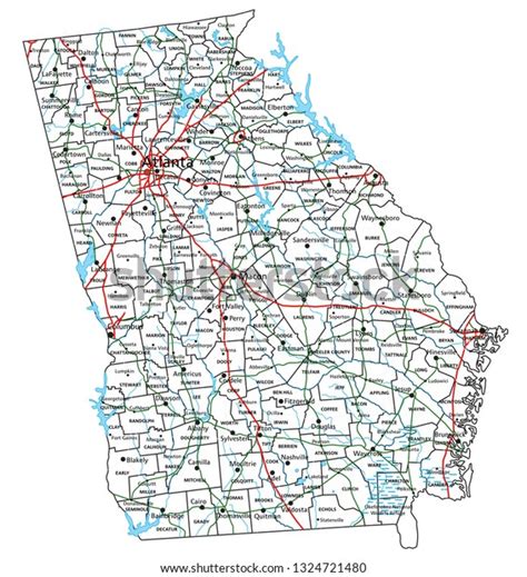 Georgia Road Highway Map Vector Illustration Stock Vector Royalty Free