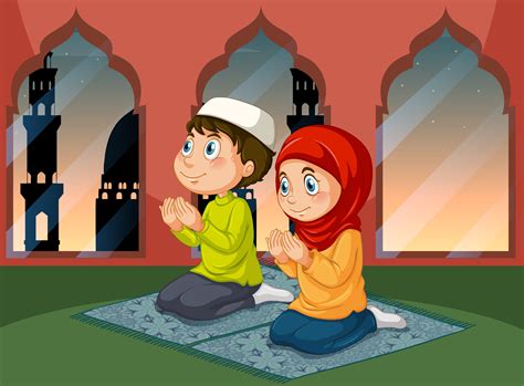 Muslim People Praying At Mosque 368360 Vector Art At Vecteezy