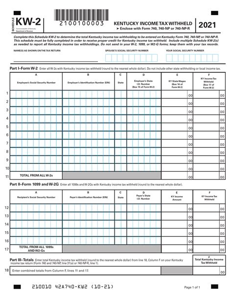2021 Kentucky Kentucky Income Tax Withheld Fill Out Sign Online And