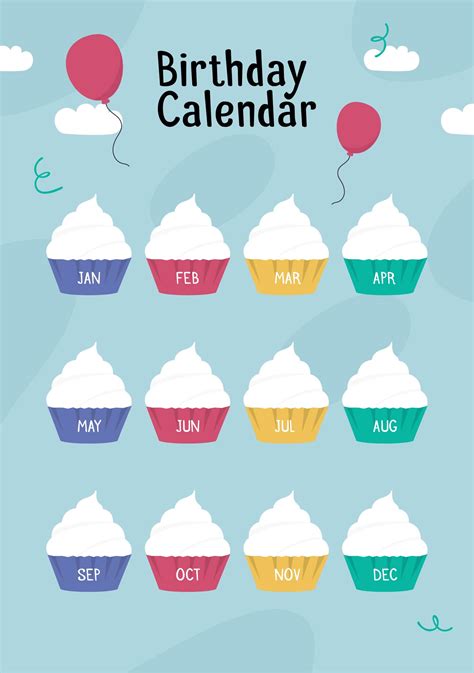 Free Printable Cupcake Birthday Chart Printable Templates