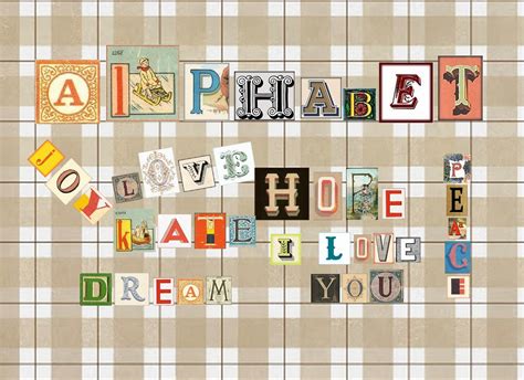 Digital Collage Sheet Retro Alphabet Letters Printable Etsy