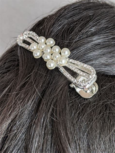 Elegant Silver Hair Clip Etsy