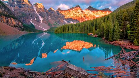 🥇 Mountains Landscapes Nature Yellow Forests Lakes Moraine Lake