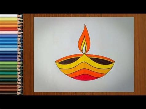 Diwali Drawing Easy - Diya Drawing for Diwali Festival || Simple Diya