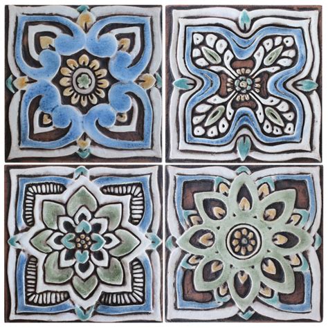 12 Decorative Tiles For Outdoor Wall Arthandmade Tiles Carved Etsy