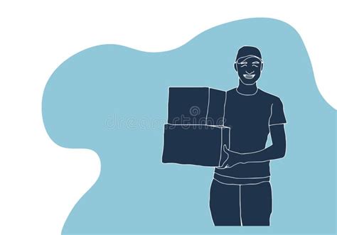 Delivery Man Courier With Parcel Vector Illustration Flat Design