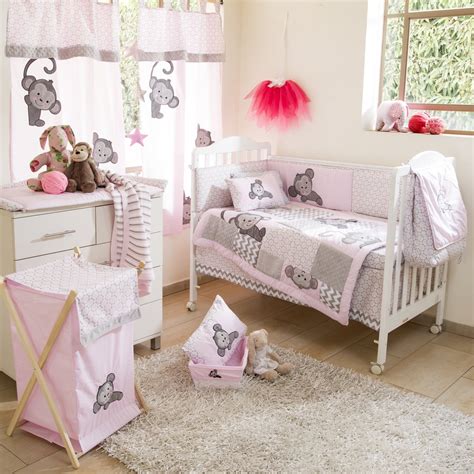 This bedding set is unisex and designed for cribs and beds for kids. Pink Monkey Crib Bedding Set » Petagadget