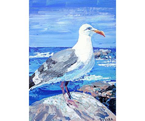 Seagull Painting Original Art Beach Painting Bird Painting Etsy