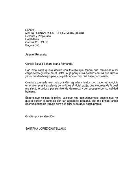 Carta De Renuncia De Trabajo Peru Soalan A