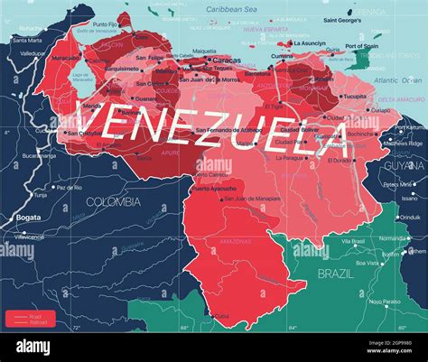 Venezuela Country Detailed Editable Map With Regions Cities And Towns