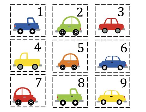 Car Number Cards ~ Preschool Printables