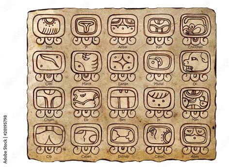 Mayan Calendar Symbols And Day Names Stock Photo Adobe Stock