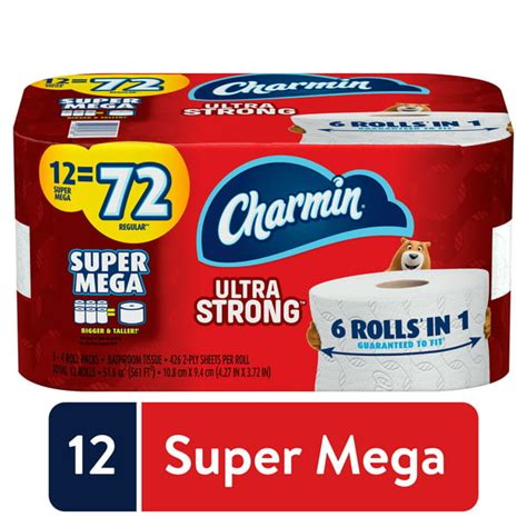 Charmin Ultra Strong Toilet Paper 12 Super Mega Rolls 5112 Sheets