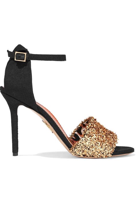 CHARLOTTE OLYMPIA Mischievous Embellished Canvas Sandals