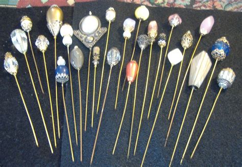 25 Fancy Decorative Hat Pins With End Capsgold Tones