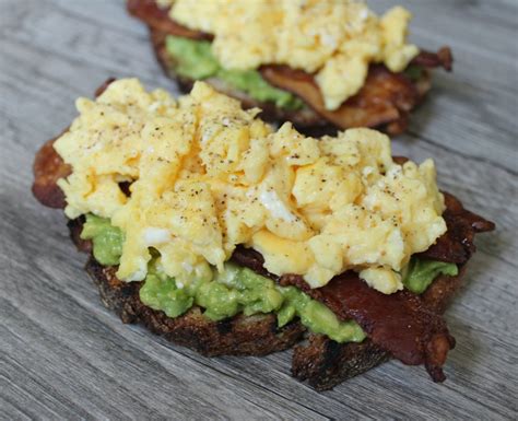 Avocado Toast With Spicy Maple Bacon And Scrambled Eggs Domesticate ME