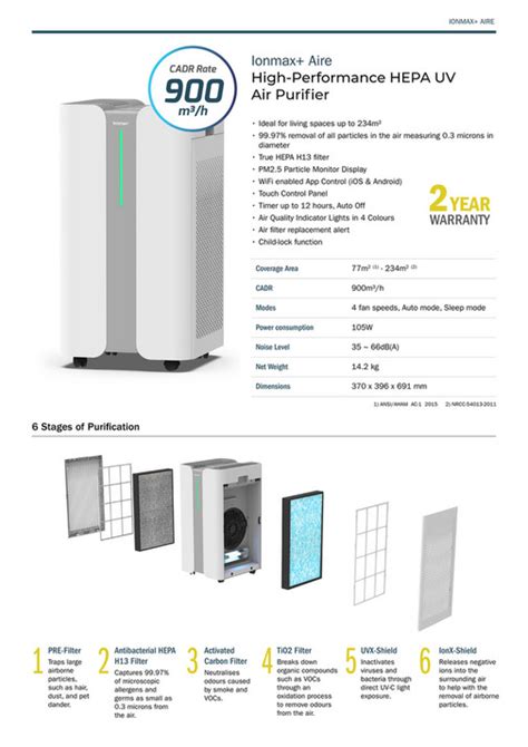 andatech ionmax aire high performance hepa uv air purifiers brochure page 2 3 created