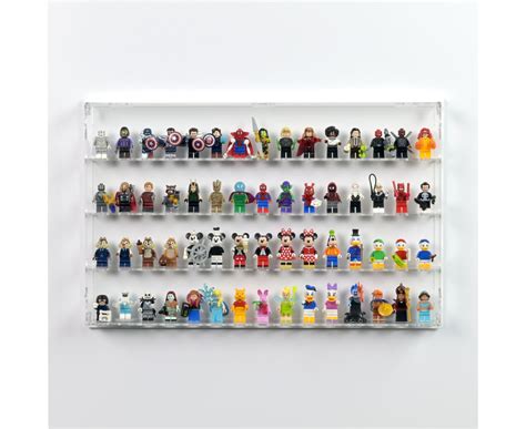New Clear Minifigure Lego Wall Display Case Holds 72 W Stand 96 W Out