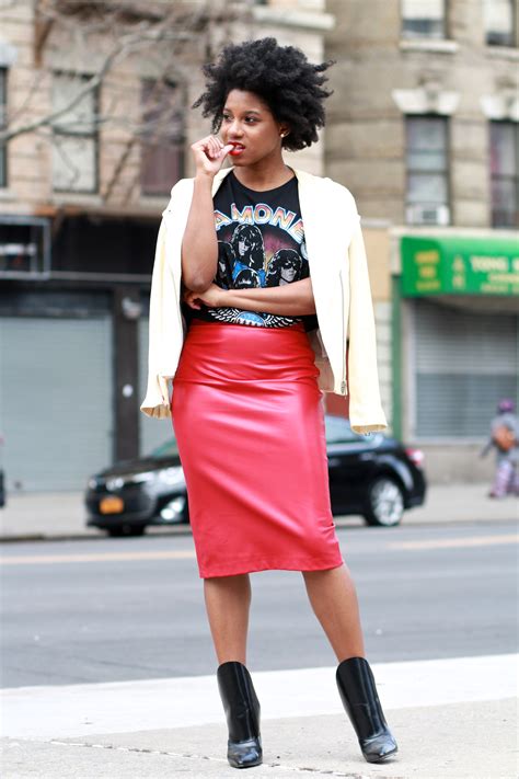 Ramones And Red Leather Pencil Skirt Fashion Steele Nyc