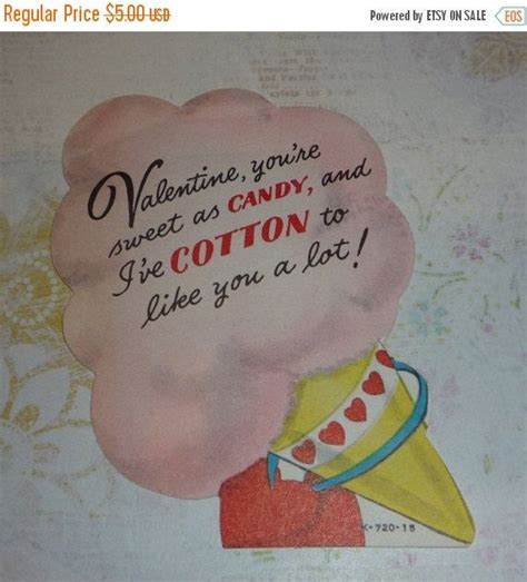 Add cotton candy to one of your lists below, or create a new one. ON SALE Cotton Candy Vintage 1950s Valentine by KrisGoesPicken | Candy quotes, Valentine candy ...